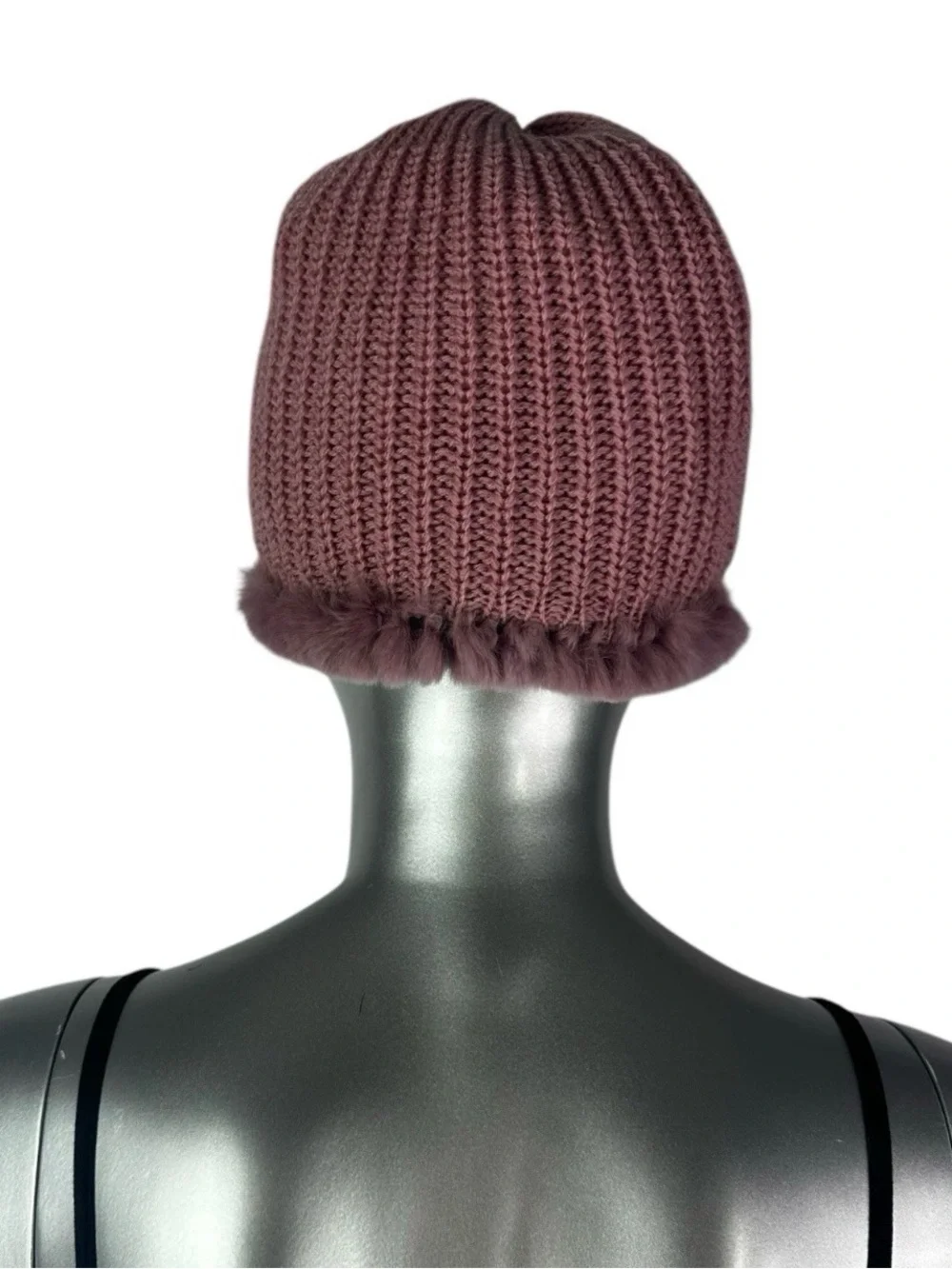 Pink Knitted REX RABBIT Hat, 21”-24” w/Stretch, Certified Vintage Fur